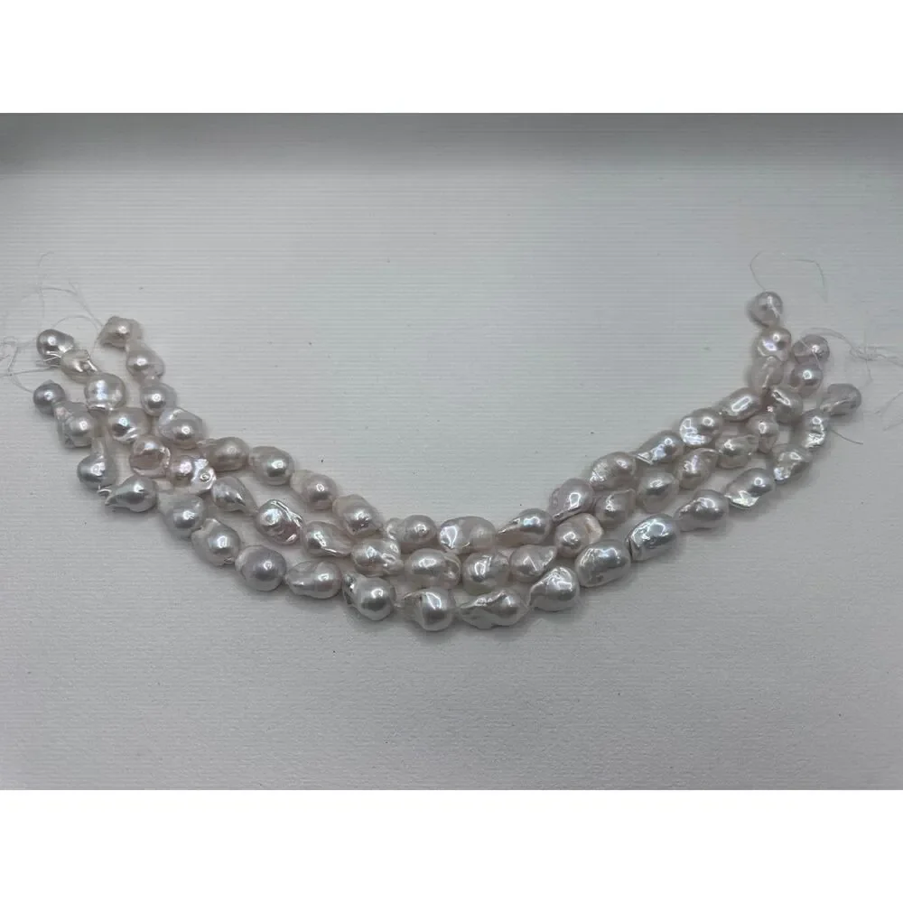 White Big Baroque Freshwater Pearl 3-Strand Bundle for DIY